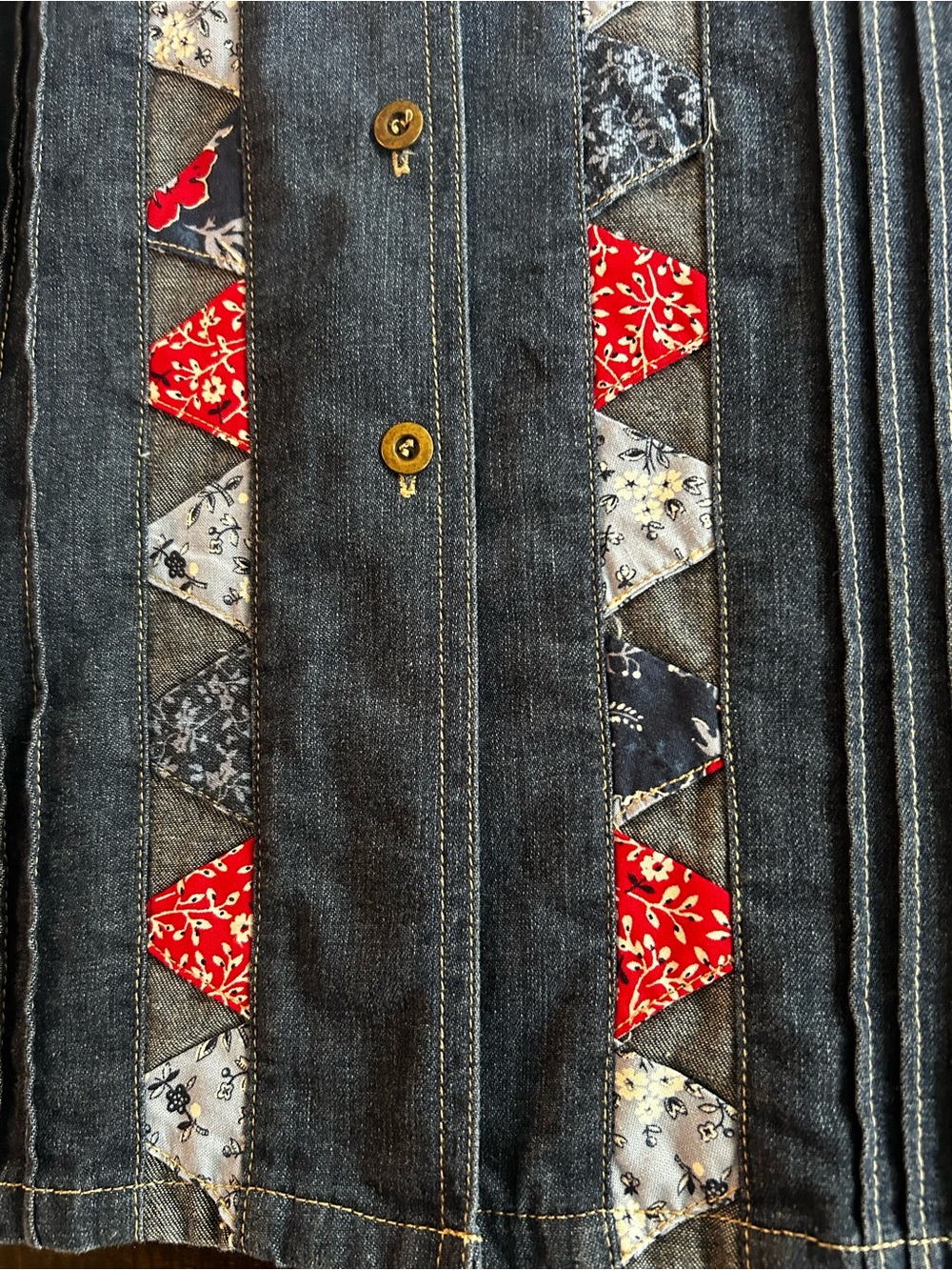 Vintage Koret City Blues women's patchwork bandana denim button-up shirt. - Picture 9 of 11